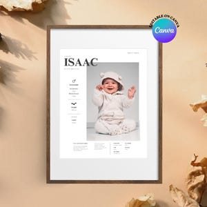 Custom Baby Birth Stats with Photo | Newborn Baby Wall Art | Personalized and Customizable | Newborn Gift | Baby Nursery Art | Birth Poster