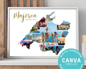 Modello Canva personalizzabile per collage di foto di Maiorca | Download digitale | Ricordi di vacanza | Maiorca | Isole Baleari | Decorazioni per la casa | Regalo