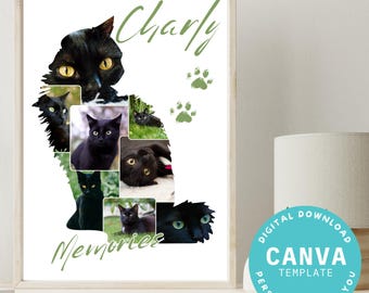 Plantilla de Canva para collage de fotos de gatos personalizable | Descarga digital | Regalo | Recuerdo | Mascota | Foto