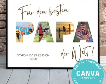 Plantilla de Canva para collage de fotos personalizado para papá | Descarga digital | Regalo | Día del Padre | Niño | Recuerdo | Familia