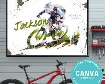 Plantilla de Canva para crear un collage de fotos de bicicleta de montaña personalizable | Descarga digital | Regalo | Deporte | Descenso | Afición | Ciclismo