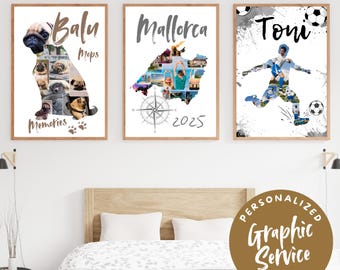 Servicio exclusivo de diseño gráfico para un collage de fotos personalizado con la silueta que desees (pedido a medida) | Descarga digital