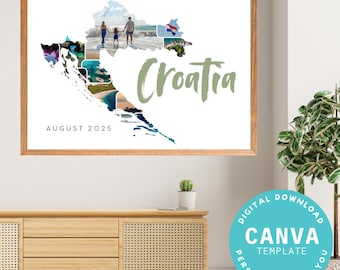 Personalized Croatia photo collage | Digital download as a CANVA template | Holiday memories | Croatia | Wall decor | Home decor