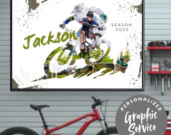 Collage fotográfico personalizado de bicicleta de montaña con servicio de diseño gráfico | Descarga digital como recuerdo en la categoría de ciclismo/hobby/deporte.