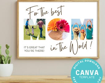 Plantilla de Canva para crear un collage de fotos personalizable para mamá | Descarga digital | Regalo para el Día de la Madre | Regalo de cumpleaños | Recuerdo | Familia
