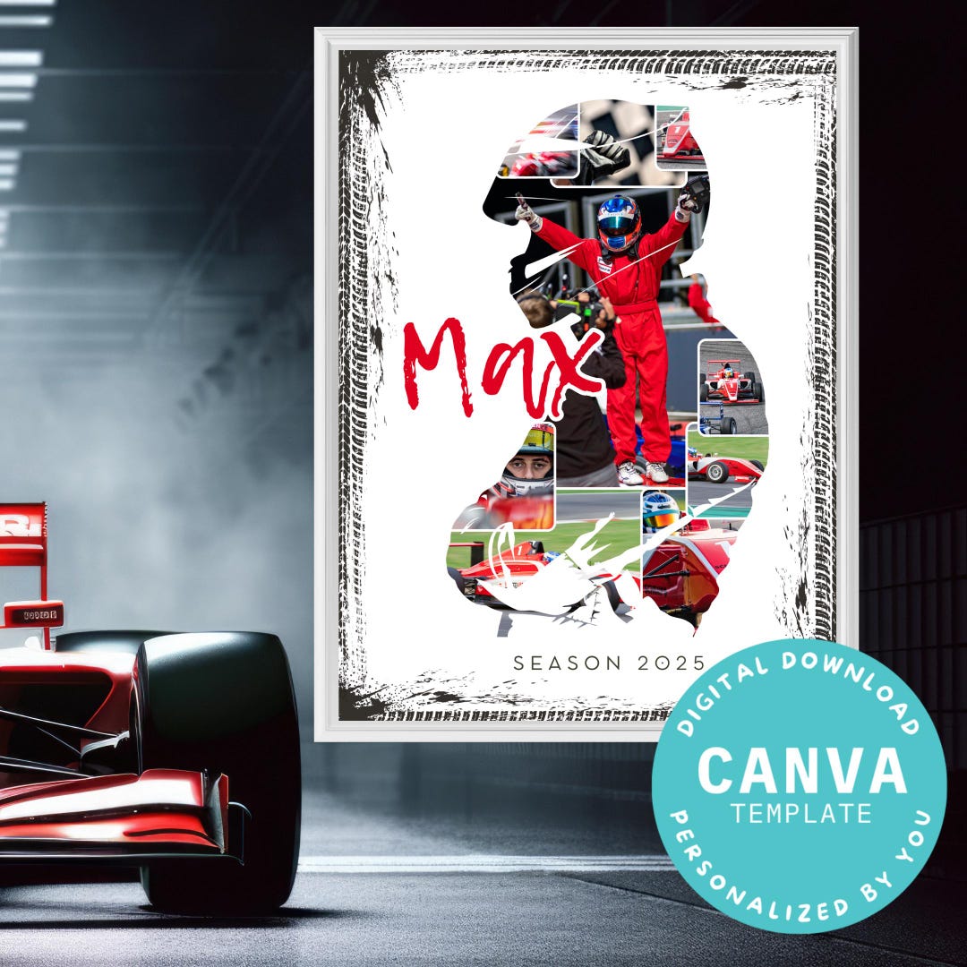 Canva Template as a Customizable Race Car Driver Photo Collage ...