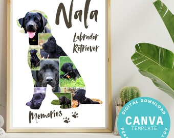 Plantilla de Canva para collage de fotos personalizable de Labrador Retriever | Descarga digital | Regalo | Recuerdo de perro | Mascota | Foto