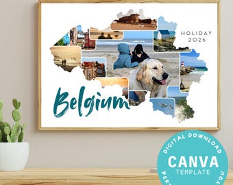 Plantilla de Canva para collage de fotos de Bélgica personalizable | Descarga digital | Recuerdo de vacaciones | Familiar | Postal | Tarjeta de felicitación