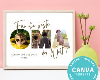 Plantilla de Canva para collage de fotos personalizado para la abuela | Descarga digital | Regalo | Abuela | Niño | Recuerdo | Familia | Amor