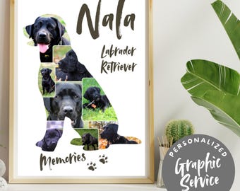 Collage fotográfico personalizado de Labrador Retriever con servicio de diseño gráfico | Descarga digital como regalo especial o recuerdo de tu perro.