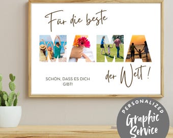 Collage de fotos personalizado para mamá con servicio de diseño gráfico | Descarga digital como regalo único para el Día de la Madre o un recuerdo especial.