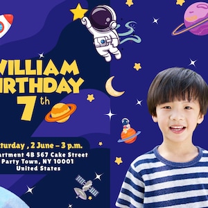 Personalized Children's Birthday Card (Editable) - Astronaut theme