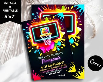 Basketball Invitation, Basketball Birthday Invite, Boys Girls Basketball Invite, Sports Invitation, Sports Theme, Instant Download