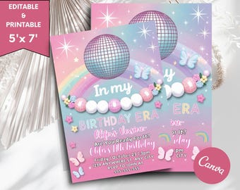 In My Birthday Era Invitation, Friendship Bracelet Invitation, Teen Birthday Girl Music Party Invite, Purple Blue Eras Party, Editable Canva