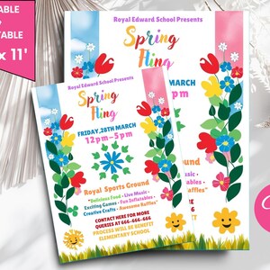 Spring Fling Printable Invitation | Spring Invitation | Editable Spring Fling Festival Fundraiser Template | Spring Fling School Dance