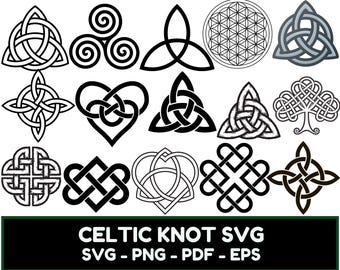Celtic Knot SVG Bundle, Celtic PNG Bundle, Celtic Clipart, Celtic SVG Cut Files for Cricut, Knots Clovers Crosses Bundle, Celtic Knot Svg