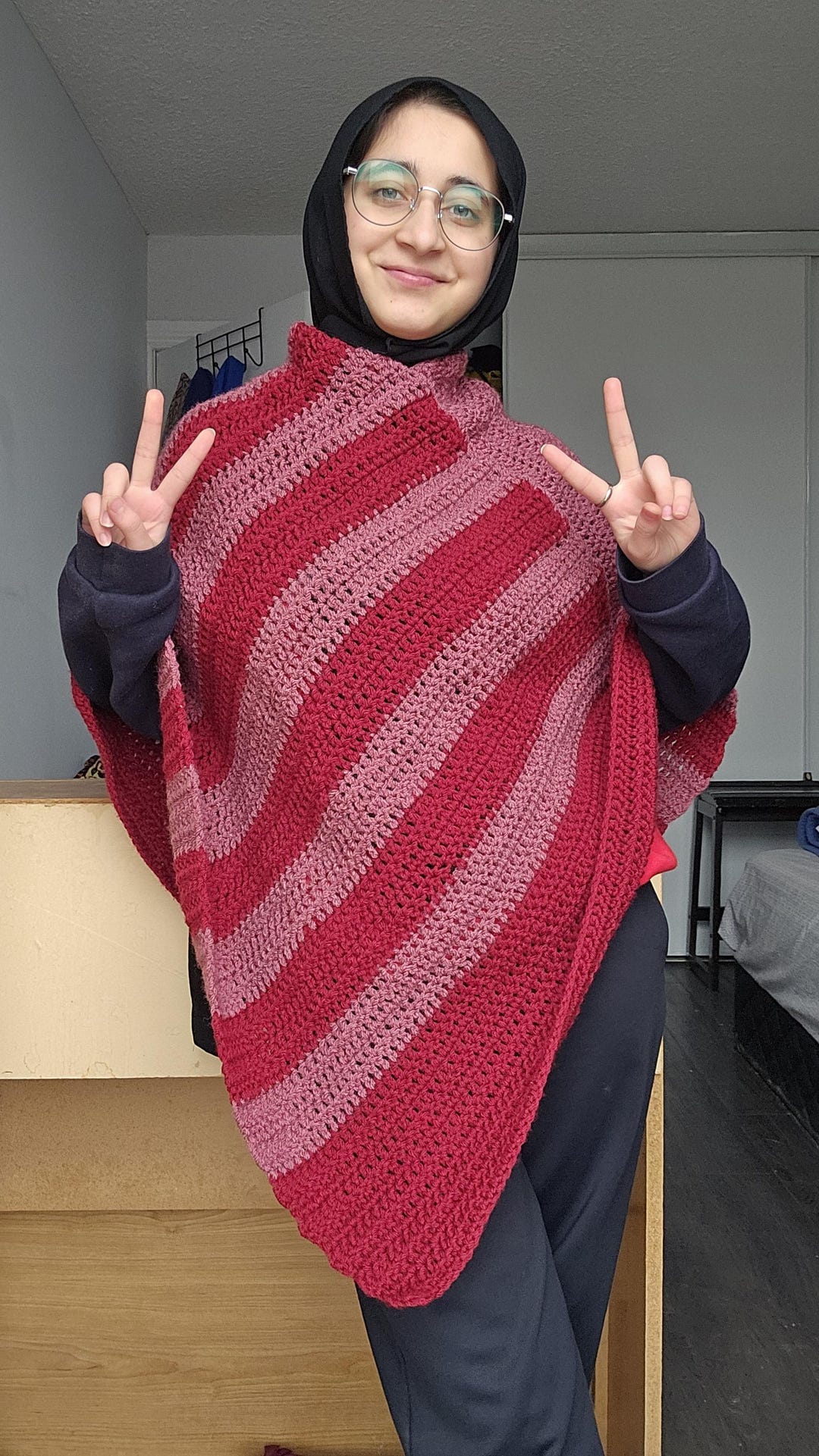 Crochet Striped Poncho Pattern Easy DIY Bohochic Crochet Poncho