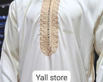 Caftán marroquí hecho principal en gabardina tenue de mariage de luxe pour hommes ensemble caftan tradicional tenue de marié