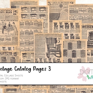 Printable Vintage Catalog Pages Digital Collage Sheets - 1909 Sears Furniture coll0021