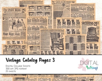 Printable Vintage Catalog Pages Digital Collage Sheets - 1909 Sears Furniture coll0021