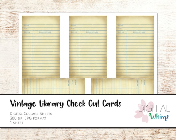 Vintage Library Check Out Cards Digital Collage Sheets Etsy