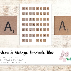 Scrabble Tiles Digital Collage Sheet Modern and Vintage Printable Clip Art coll0022