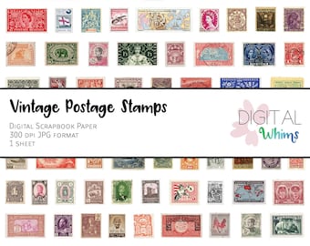 83 Vintage International Postage Stamps - Digital Collage Sheet - 12" x 12" coll0002