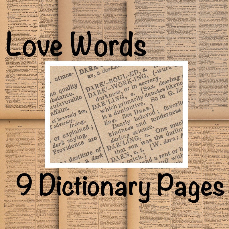 Printable Love Words Dictionary Pages 9 Digital | Etsy