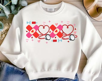 Enfermera Xoxo PNG - Diseño de sublimación de enfermera de San Valentín, Estetoscopio de corazón PNG, Vida de enfermera PNG, Retro Valentine Png para descarga digital