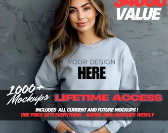 Paquete de maquetas de toda la tienda: incluye todas las maquetas actuales y las que se añadan en el futuro. ACCESO DE POR VIDA, paquete de toda la tienda, Bella Canvas, Gildan, alta resolución