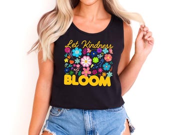 Deja que la bondad florezca PNG, Flor, Flor retro PNG, Flor boho PNG, Floral png, Floral boho png, Salud mental, Sé amable Descarga digital