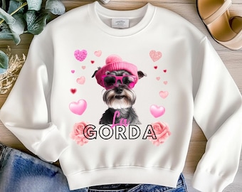 Perro Schnauzer de San Valentín PNG - La Gorda Schnauzer, Lindo Schnauzer en Rosa, Schnauzer con Gafas de Sol, Diseño de Cachorro Rosa Amoroso para Manualidades, Corazones