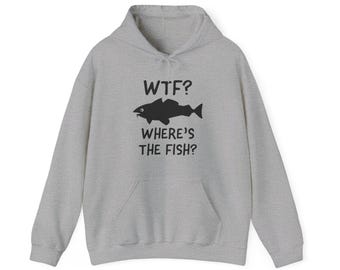 魚はどこ？パーカー、面白い魚パーカー、漁師へのプレゼントに最適、カジュアルウェア、アウトドアアドベンチャーアパレル、ユーモアスタイル