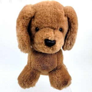 SWIB Puppy Dog Plush Brown Vintage Plush Soft Toy Sitting Soft 9 inch CUTE 1987