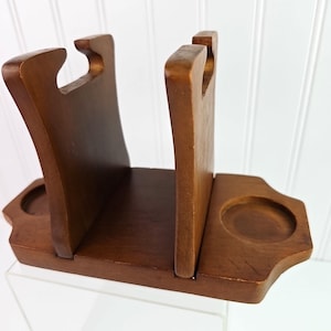Vintage Wooden Napkin Salt and Pepper Holder Hellerware Taiwan 9 in long