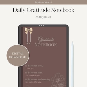 Digitales Dankbarkeits-Tagebuch | 12 linierte Monatsseiten + 31-Tage tägliche Dankbarkeitsseiten | Planer | iPad GoodNotes Notizbuch | Notizbuch für Selbstfürsorge