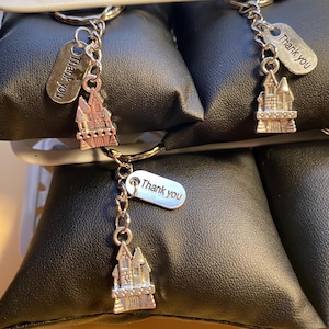 Castle Keychain Purse Charms - Theme Park or Cruise Pixie Dust & Cast Member Thank Yous or Fish Extenders (Sets of 5 or 10)