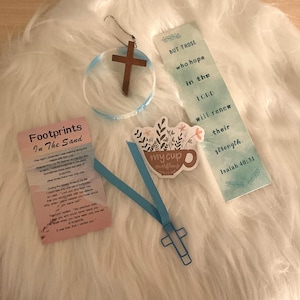 Footprints Gifts / Mission Bags - Religious, Church, Small Groups gift bags (Sets of 5 or 10)- give to church members, visitors, prizes, etc