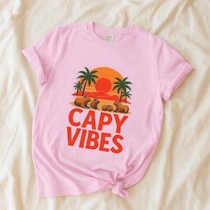 Capybara Unisex T-Shirt. Capy Vibes Shirt.  Funny Capybara Tee. Cute Capybara Gift.  Chill Unisex Capybara Beach Shirt