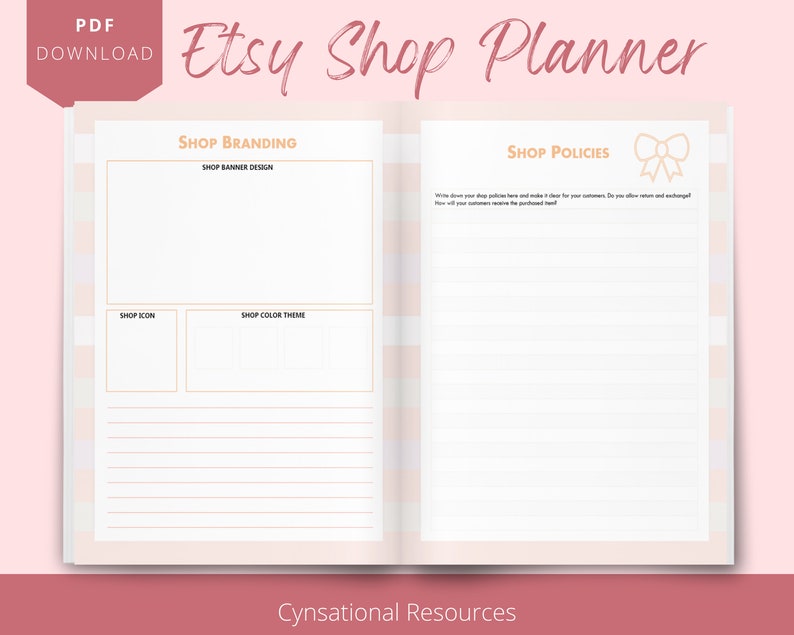 Etsy Shop Planner for Makers Artisans and Creatives Niche Etsy