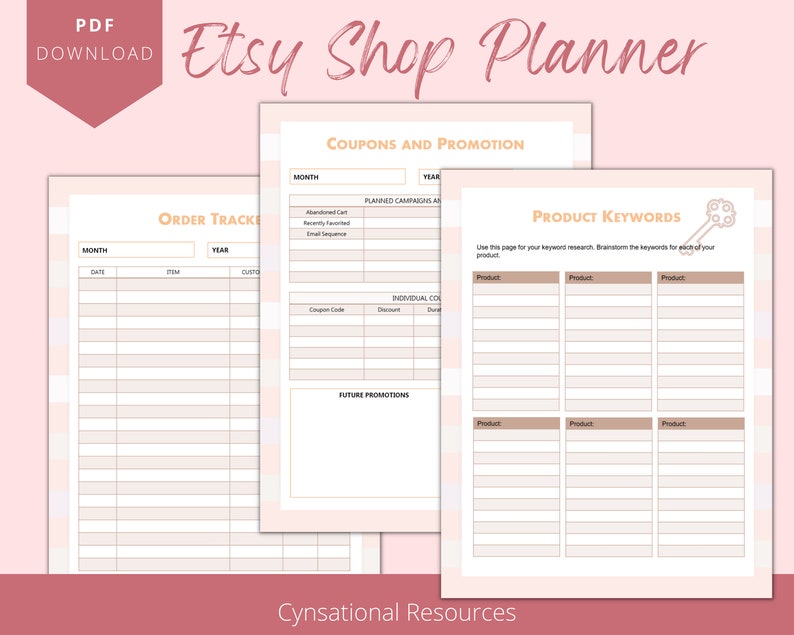 Etsy Shop Planner for Makers Artisans and Creatives Niche Etsy
