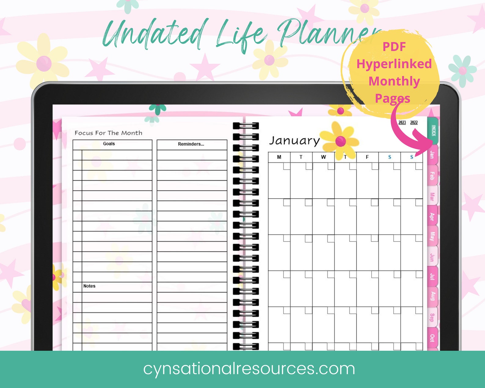 Planner Digital Undated Personal Planner for Goodnotes iPad Planner