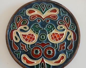 Bonis Terracotta Enamel Hand Made Wall Plate