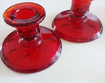 Fenton Vintage Burgundy Red Candle Holders (2)