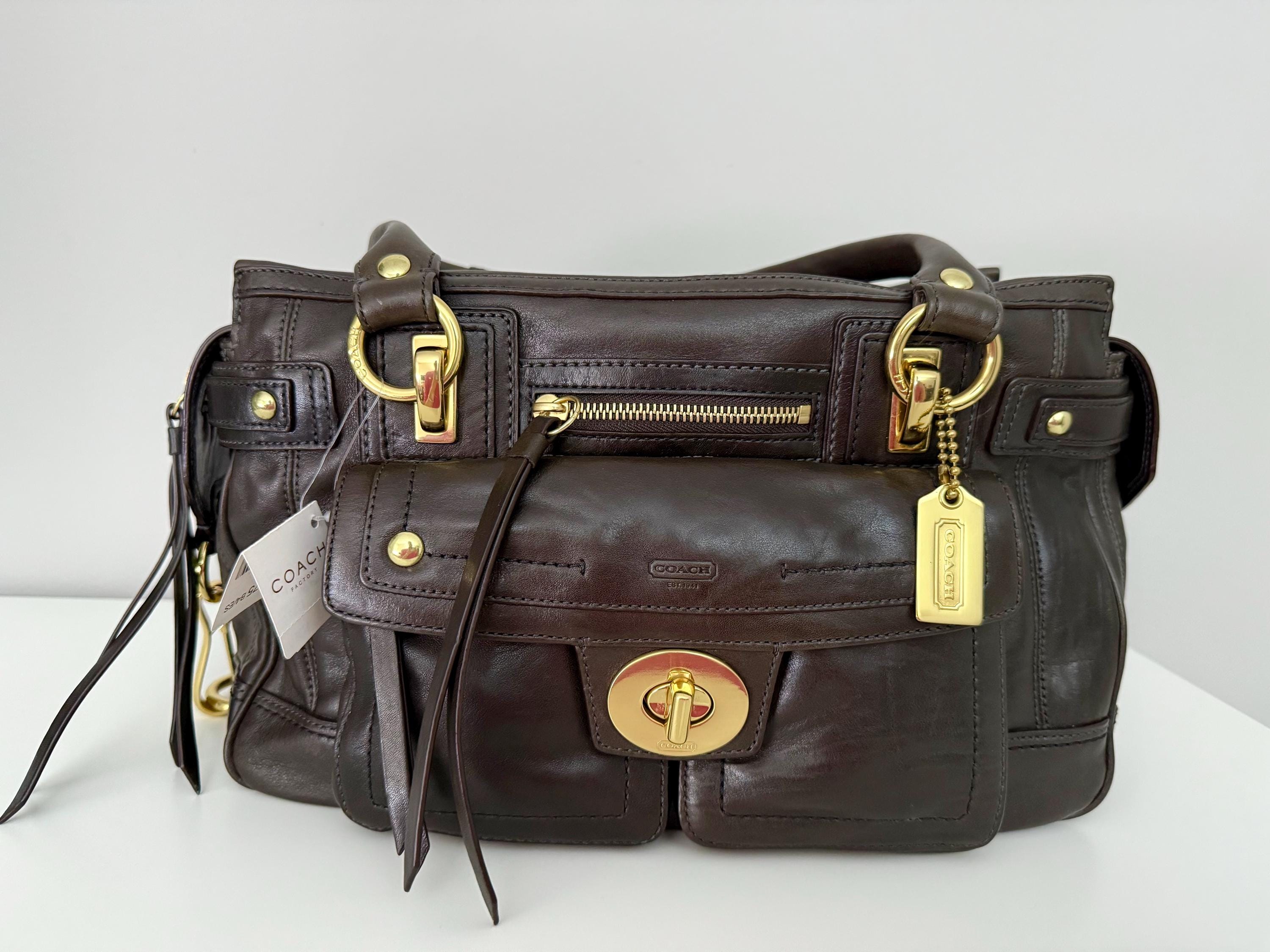 NWT RARE Vintage Coach Hampton Lindsay Leather Satchel – Espresso