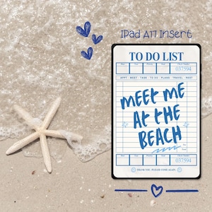 Meet Me At The Beach Summer IPAD Insert for Clear Case, Printable Ipad Accessories, Digital Download for Ipad, Book Lover Gift