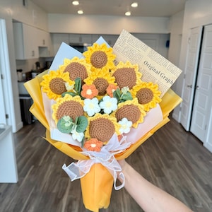 sunflower crochet flowers bouquet crochet sunflower bouquet knitted flower bouquet crochet handmade anniversary gift bouquet