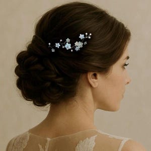 Cherry Blossom Bridal Hair Vine | Floral Wedding Headpiece | Mother of Pearl & Swarovski Wedding Hair Accessory | Luxe by Lucy Bridal