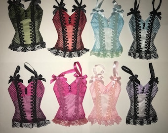 16 Corset Sachets Bags - Bustier -  (You Pick Color/Mix & Match), Lingerie Party, Camisole, Bridal Shower, Bachelorette Party