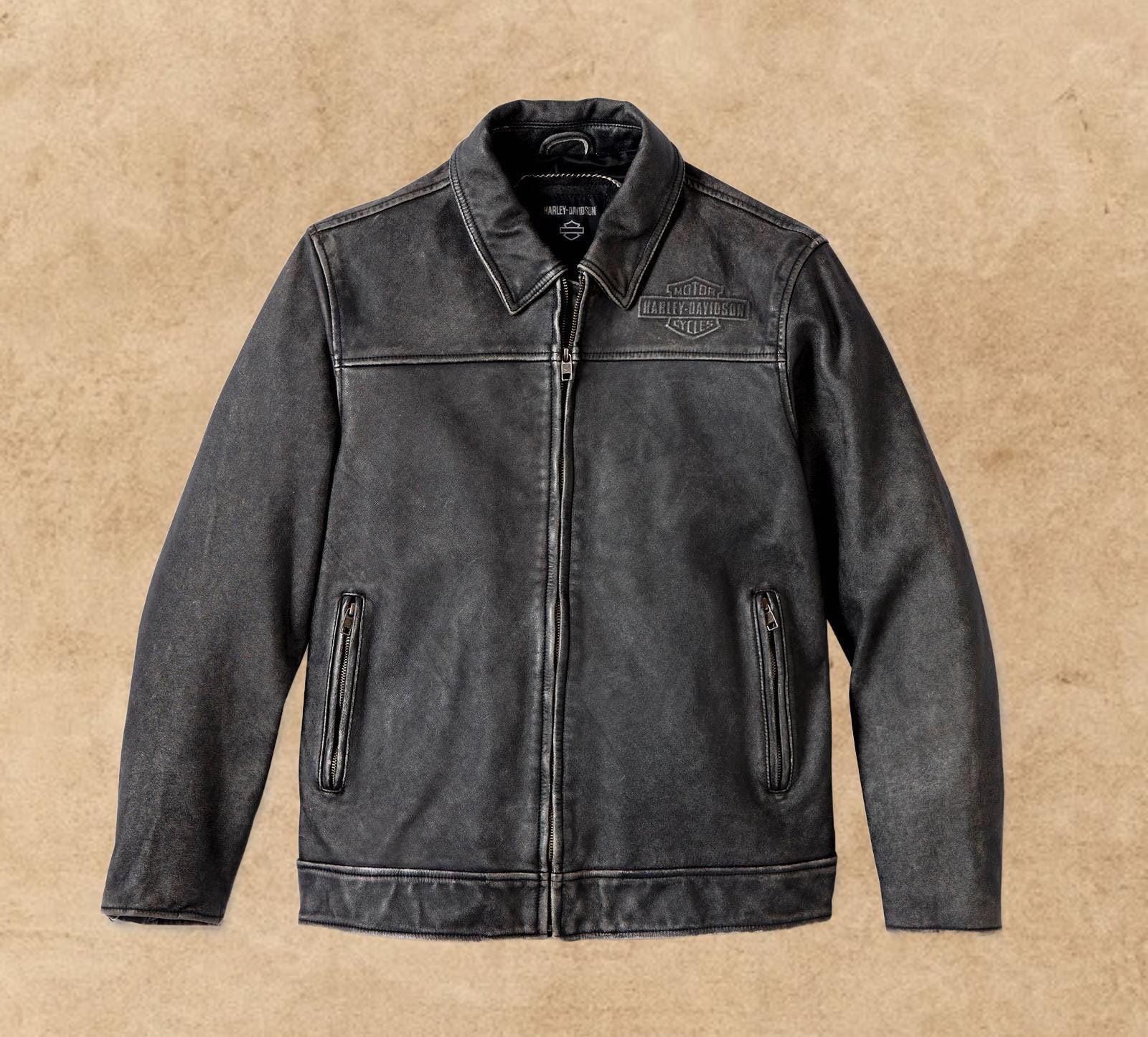 Harley Davidson jacket / leather jacket / motorcycle jacket ''Gas & Oil''